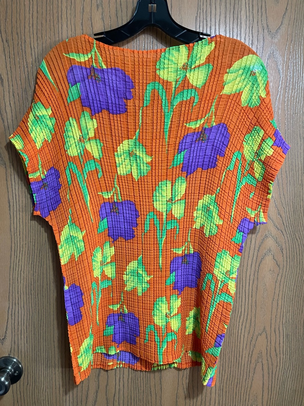 Shore Line Orange Tunic with Neon Green & Purple Floral Motif - Picture 4 of 4